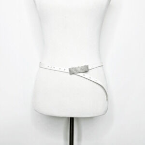 VTG 90s y2k GUESS SKINNY accident BELT WHITE leather womens S small